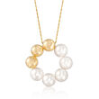 8-8.5mm Cultured Pearl Pendant Necklace with 14kt Yellow Gold