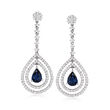 2.20 ct. t.w. Sapphire and 1.93 ct. t.w. Diamond Open-Space Drop Earrings in 14kt White Gold
