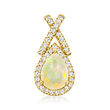 Ethiopian Opal and .19 ct. t.w. Diamond Pendant in 18kt Yellow Gold