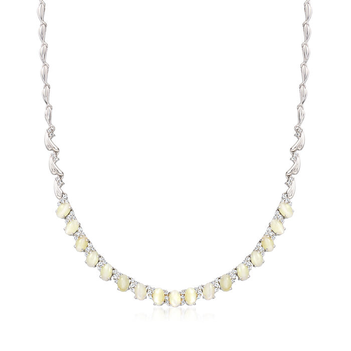 C. 2000 Vintage Chrysoberyl and 1.10 ct. t.w. Diamond Necklace in 18kt White Gold