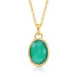Green Onyx Pendant Necklace in 18kt Gold Over Sterling