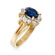 C. 1985 Vintage 1.10 Carat Sapphire and .45 ct. t.w. Diamond Ring in 18kt Yellow Gold
