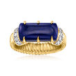 Lapis Ring with .20 ct. t.w. White Zircon in 18kt Gold Over Sterling