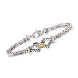 Andrea Candela &quot;Espiga&quot; Sterling Silver and 18kt Yellow Gold Bracelet with Diamond Accents and Black Enamel