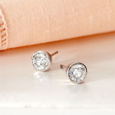 1.00 ct. t.w. Bezel-Set Diamond Stud Earrings in 14kt White Gold