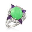 Green Jade and .80 ct. t.w. Amethyst Ring with .80 ct. t.w. White Topaz in Sterling Silver