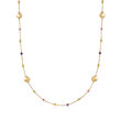 Italian 18.00 ct. t.w. Multicolored Tourmaline Station Necklace in 14kt Yellow Gold