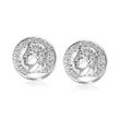 Italian Tri-Colored Sterling Silver Ancient Roman Coin Jewelry Set: Three Pairs of Stud Earrings