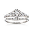 .75 ct. t.w. Diamond Bridal Set: Engagement and Wedding Rings in 14kt White Gold