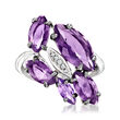 C. 1990 Vintage Talento Italiano 5.06 ct. t.w. Amethyst Ring with Diamond Accents in 18kt White Gold
