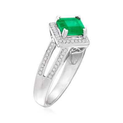 1.30 Carat Emerald Ring with .20 ct. t.w. Diamonds in 14kt White Gold