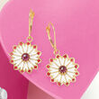 Italian 1.20 ct. t.w. Garnet and Enamel Rose Window-Inspired Drop Earrings in 14kt Yellow Gold