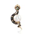 Black Mother-Of-Pearl Snake Pendant with 13mm Cultured Pearl and Sapphire Accents in 14kt Gold