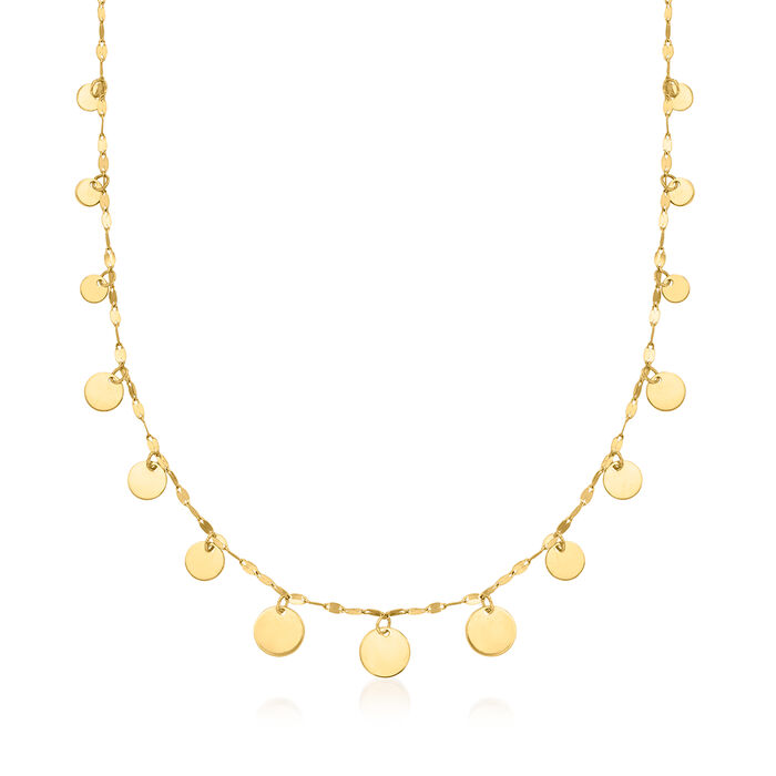 Italian 10kt Yellow Gold Graduated Circle Station Necklace
