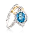 1.90 Carat London Blue Topaz and .60 ct. t.w. White Topaz Ring in Two-Tone Sterling Silver