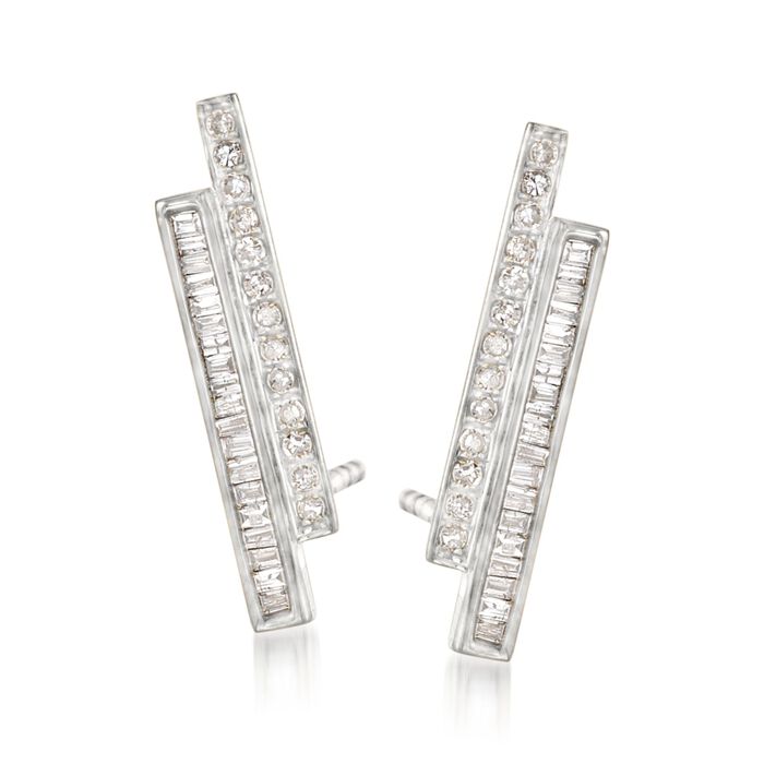 .33 ct. t.w. Diamond Double Bar Earrings in Sterling Silver