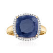 7.10 Carat Sapphire and .16 ct. t.w. Diamond Ring in 14kt Yellow Gold