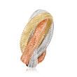 Italian 14kt Tri-Colored Gold Mesh Ring