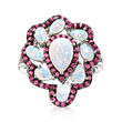 White Opal and 1.30 ct. t.w. Pink Sapphire Ring in Sterling Silver