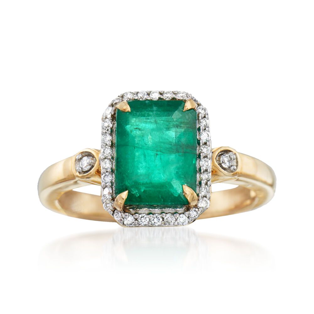 2.00 Carat Emerald and .17 ct. t.w. Diamond Ring in 14kt Yellow Gold ...