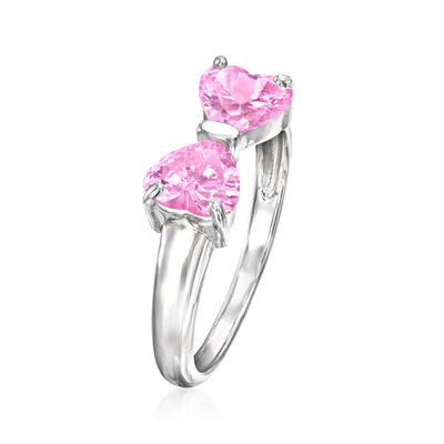 1.50 ct. t.w. Simulated Pink Sapphire Bowtie Ring in Sterling Silver