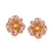 Italian 18kt Two-Tone Gold Flower Earrings 