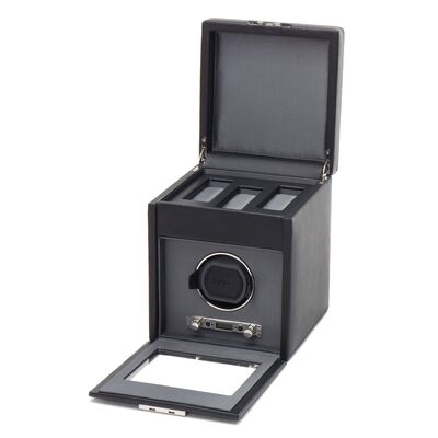 WOLF &quot;Viceroy&quot; Black Vegan Leather Single Watch Winder with Storage