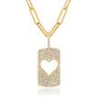 .57 ct. t.w. Diamond Heart Dog Tag Pendant Necklace in 14kt Yellow Gold