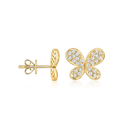 .20 ct. t.w. Diamond Butterfly Earrings in 14kt Yellow Gold