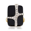 C. 1970 Vintage Black Onyx and .50 ct. t.w. Diamond Ring in 14kt Yellow Gold
