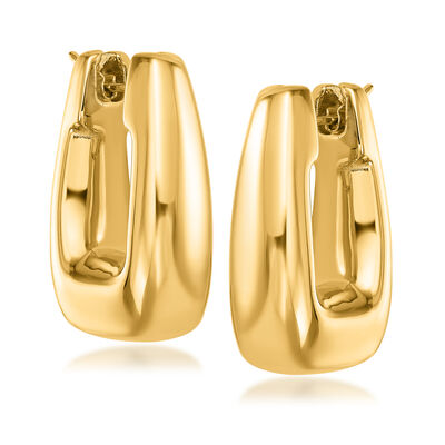 Italian 14kt Yellow Gold Rectangular Hoop Drop Earrings