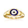 Multicolored Enamel Evil Eye Ring in 14kt Yellow Gold