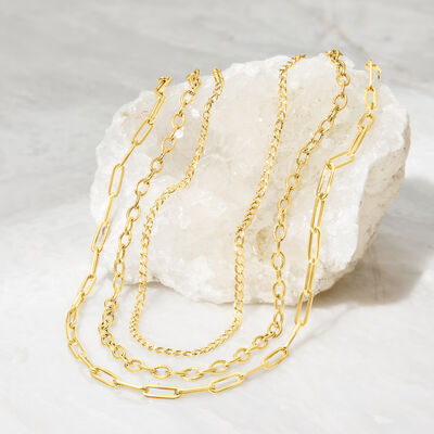 3.5mm 14kt Yellow Gold Textured Cable-Chain Necklace