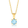 .22 Carat Swiss Blue Topaz Pendant Necklace in 14kt Yellow Gold