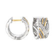 Andrea Candela &quot;Arco Iris&quot; .12 ct. t.w. Diamond Huggie Hoop Earrings in Sterling Silver and 18kt Yellow Gold