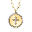 .20 ct. t.w. Diamond Cross Medallion Paper Clip Link Necklace