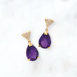 6.50 ct. t.w. Amethyst and .15 ct. t.w. Diamond Drop Earrings in 14kt Yellow Gold
