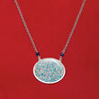 Italian Blue Florentine Paper Round Necklace with Lapis in Sterling Silver