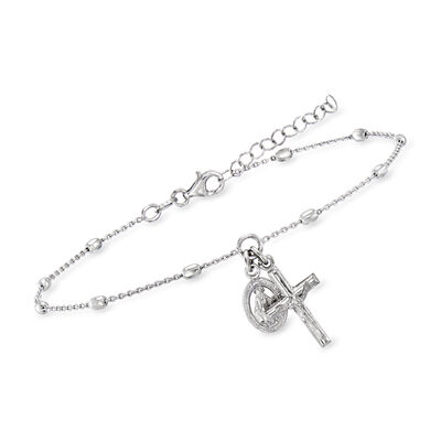 Italian Sterling Silver Rosary-Style Anklet