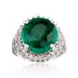 6.50 Carat Emerald and .40 ct. t.w. Diamond Ring in Sterling Silver