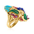 C. 1980 Vintage .85 ct. t.w. Multi-Gemstone Flower Mural Ring in 18kt Yellow Gold