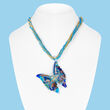 Italian Murano Glass Butterfly Pendant Necklace with 18kt Gold Over Sterling
