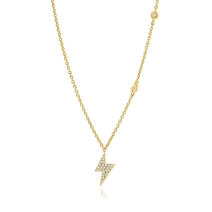 .94 ct. t.w. Diamond Lightning Bolt Station Necklace in 14kt Yellow Gold