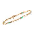1.20 ct. t.w. Emerald Link Bracelet with Diamonds in 14kt Yellow Gold