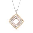 C. 1990 Vintage 1.35 ct. t.w. Diamond Open-Space Square Pendant Necklace in 14kt Tri-Colored Gold