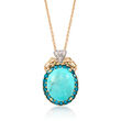 Turquoise and .70 ct. t.w. Apatite Pendant Necklace with Diamond Accents in 14kt Yellow Gold