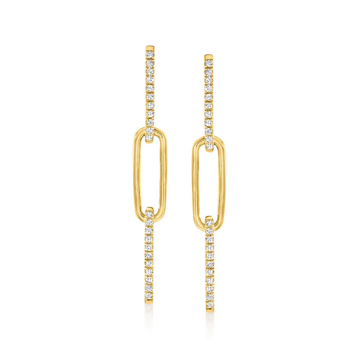 .50 ct. t.w. Diamond Paper Clip Link Drop Earrings in 18kt Gold Over Sterling