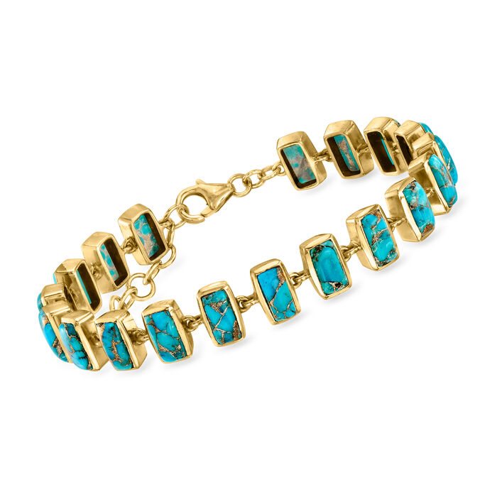 Turquoise Bracelet in 18kt Gold Over Sterling