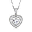 1.00 ct. t.w. CZ Heart Pendant Necklace in Sterling Silver