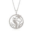 .33 ct. t.w. Pave Diamond Sea Life Pendant Necklace in Sterling Silver